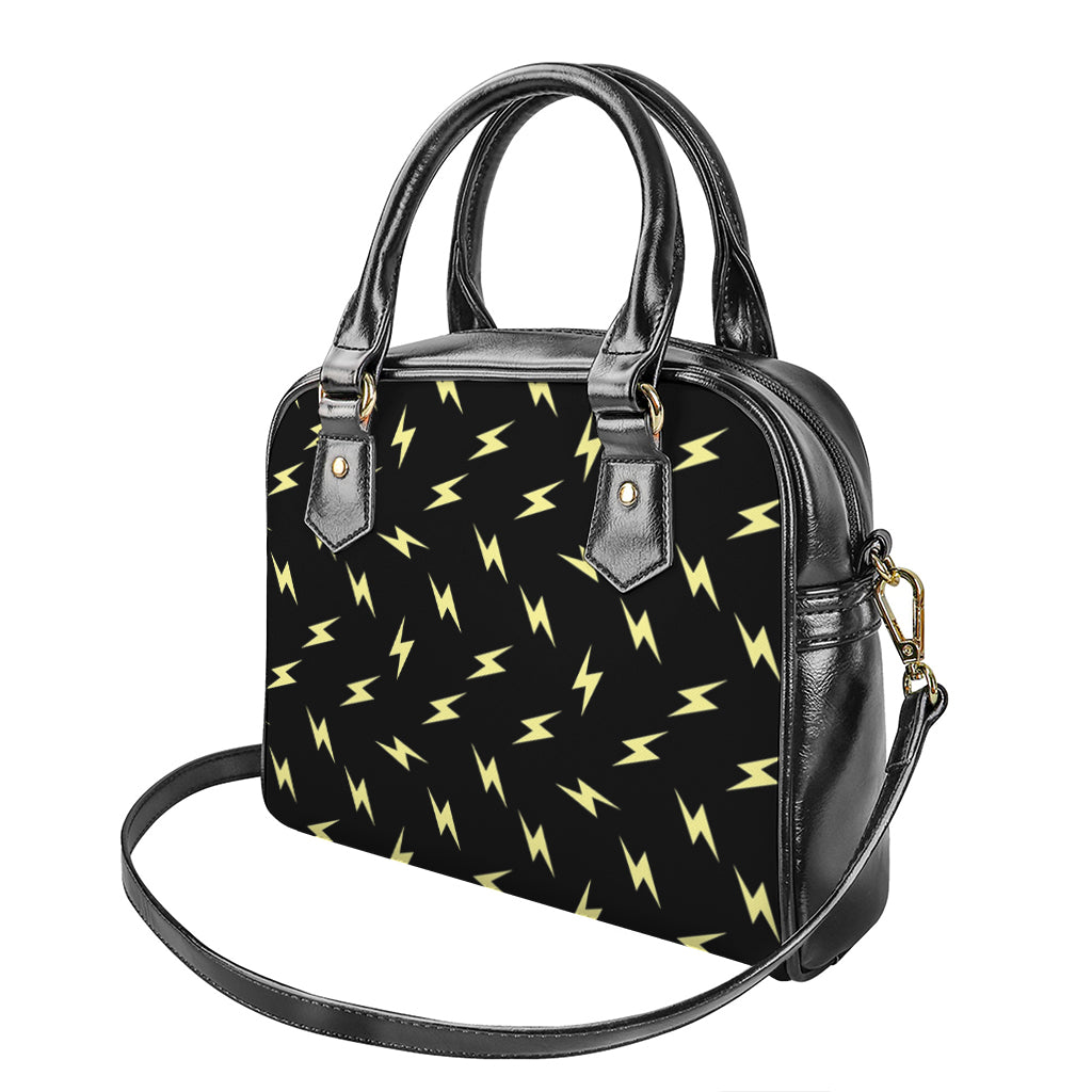 Black And Yellow Lightning Pattern Print Shoulder Handbag