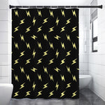 Black And Yellow Lightning Pattern Print Shower Curtain