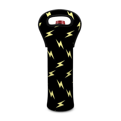 Black And Yellow Lightning Pattern Print Single Neoprene Wine Tote