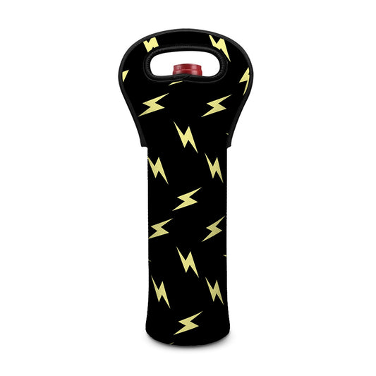 Black And Yellow Lightning Pattern Print Single Neoprene Wine Tote