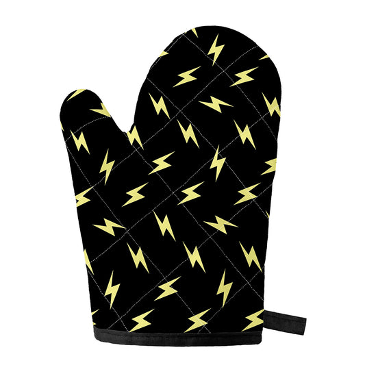 Black And Yellow Lightning Pattern Print Single Oven Mitt