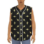 Black And Yellow Lightning Pattern Print Sleeveless Baseball Jersey