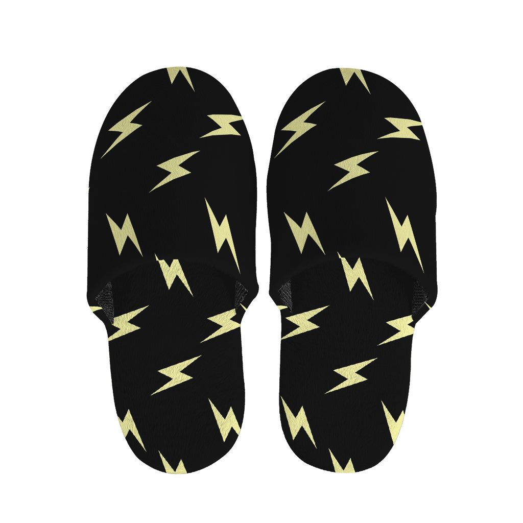 Black And Yellow Lightning Pattern Print Slippers
