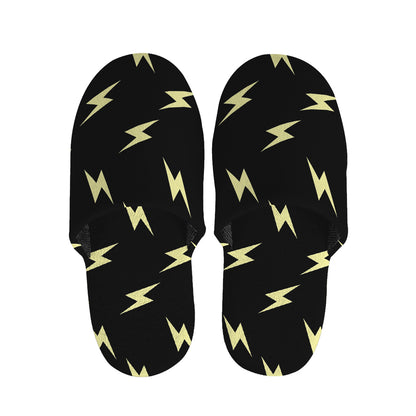 Black And Yellow Lightning Pattern Print Slippers
