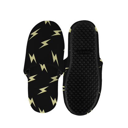 Black And Yellow Lightning Pattern Print Slippers
