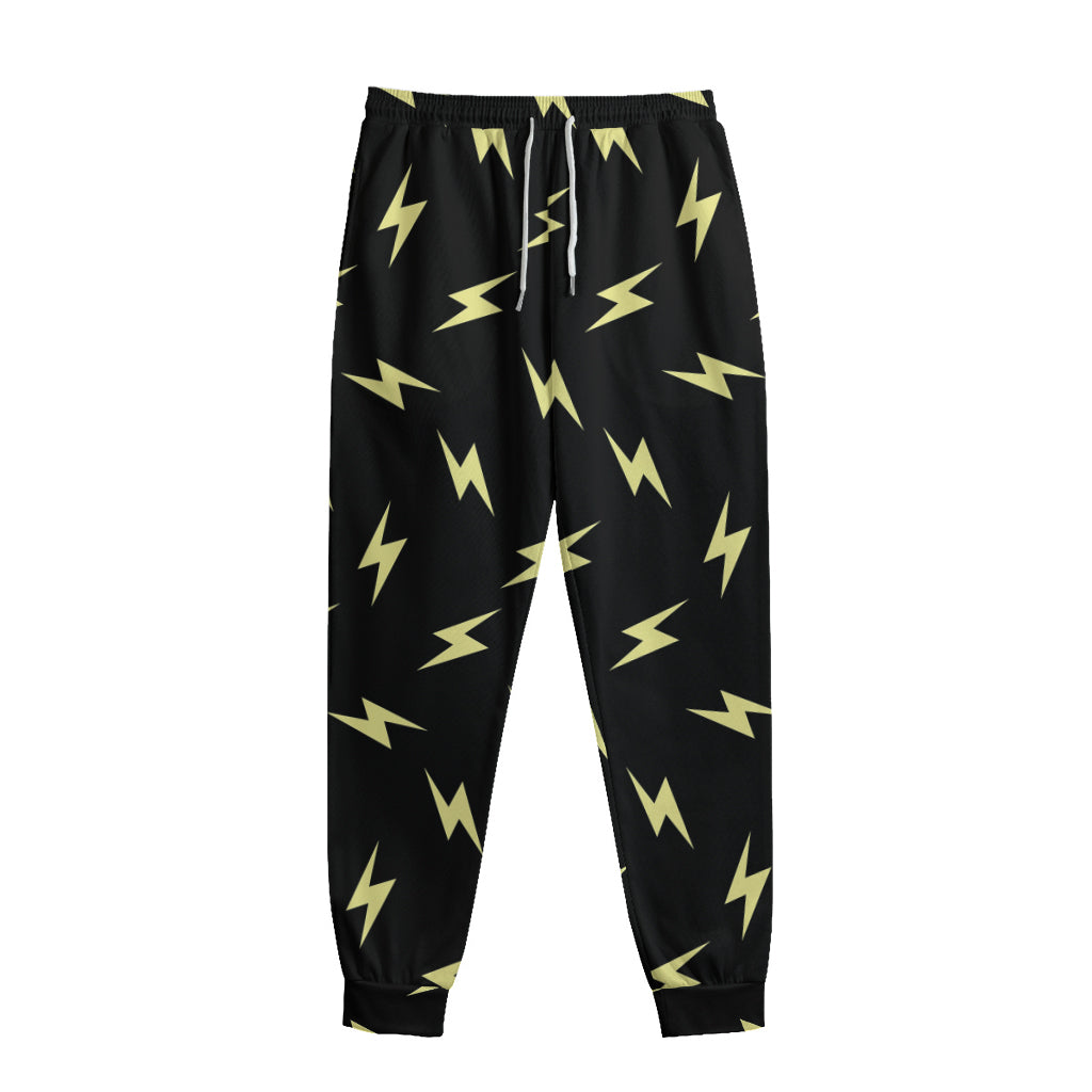 Black And Yellow Lightning Pattern Print Sweatpants