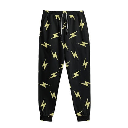 Black And Yellow Lightning Pattern Print Sweatpants