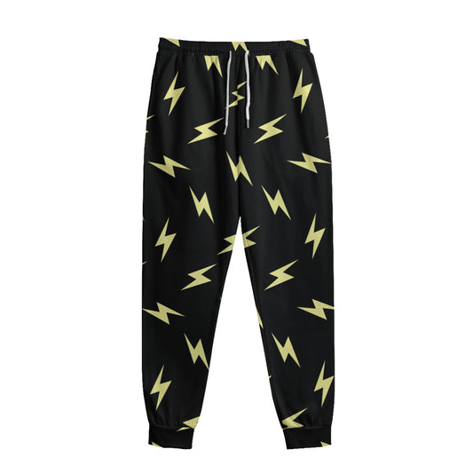 Black And Yellow Lightning Pattern Print Sweatpants