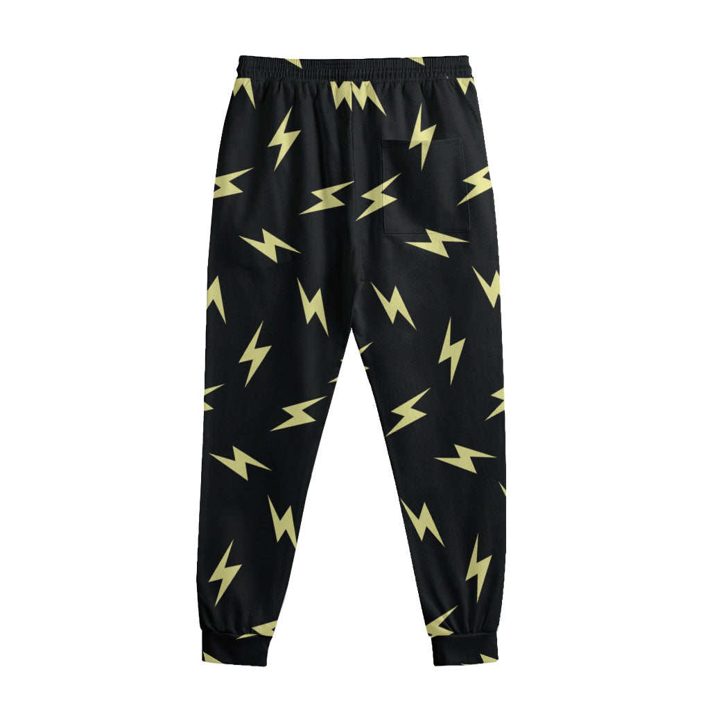 Black And Yellow Lightning Pattern Print Sweatpants