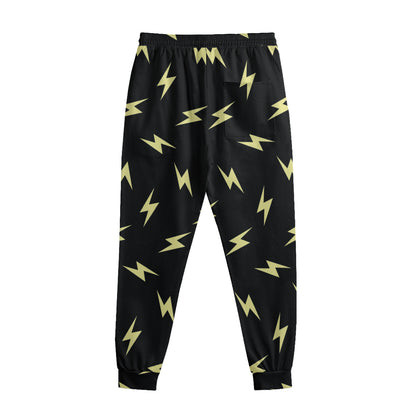 Black And Yellow Lightning Pattern Print Sweatpants