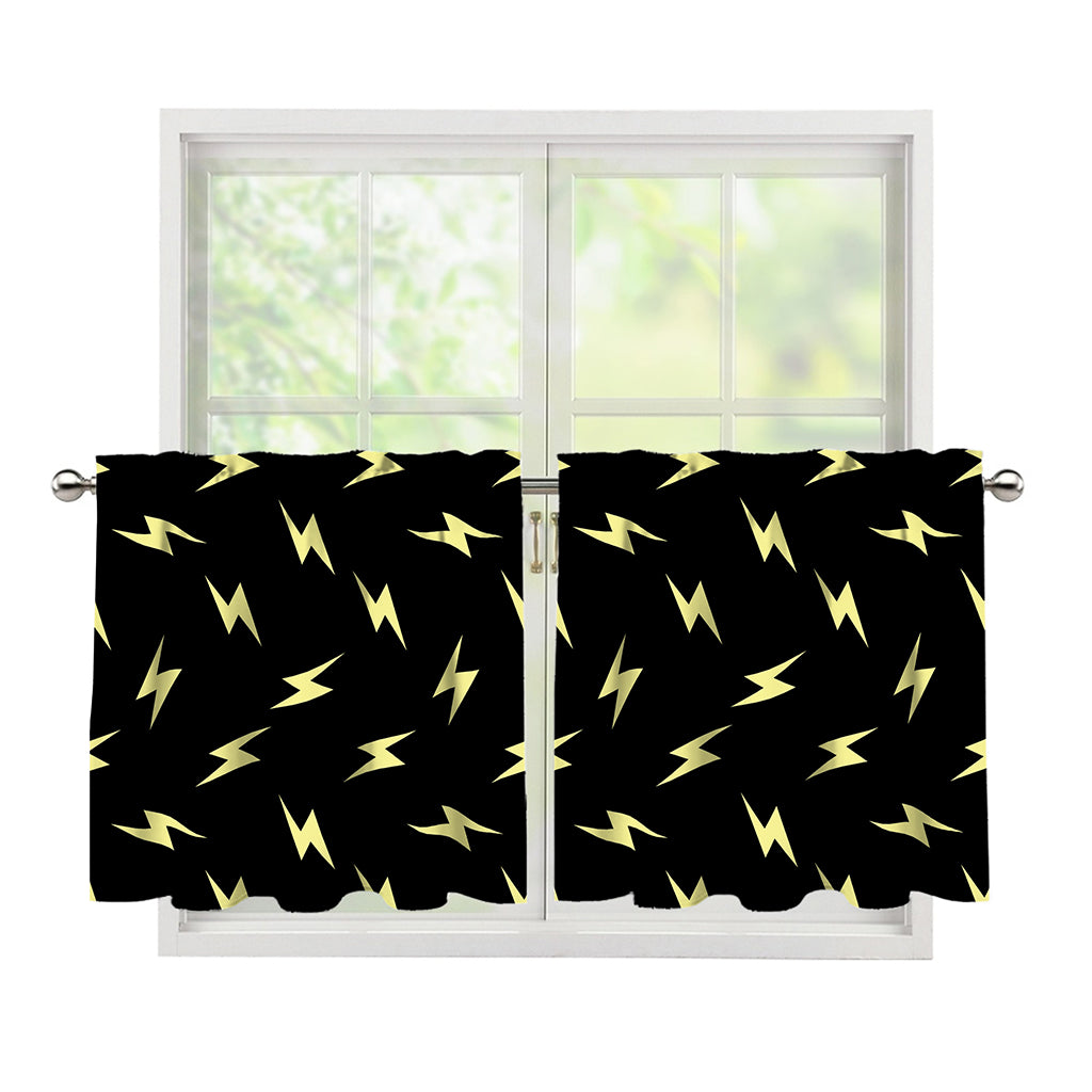 Black And Yellow Lightning Pattern Print Tier Curtains