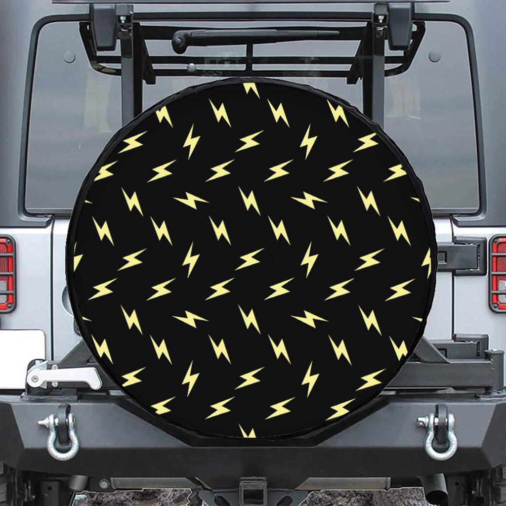 Black And Yellow Lightning Pattern Print Tire Cover