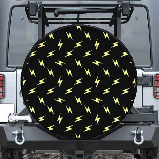 Black And Yellow Lightning Pattern Print Tire Cover