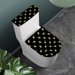 Black And Yellow Lightning Pattern Print Toilet Lid And Tank Cover Set