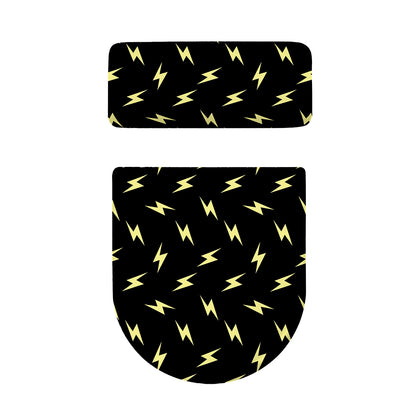 Black And Yellow Lightning Pattern Print Toilet Lid And Tank Cover Set