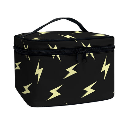 Black And Yellow Lightning Pattern Print Travel Makeup Bag