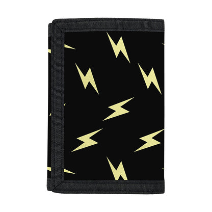 Black And Yellow Lightning Pattern Print Trifold Wallet