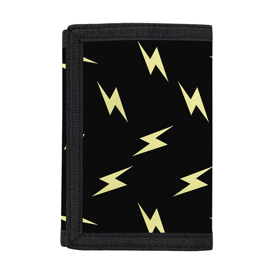 Black And Yellow Lightning Pattern Print Trifold Wallet