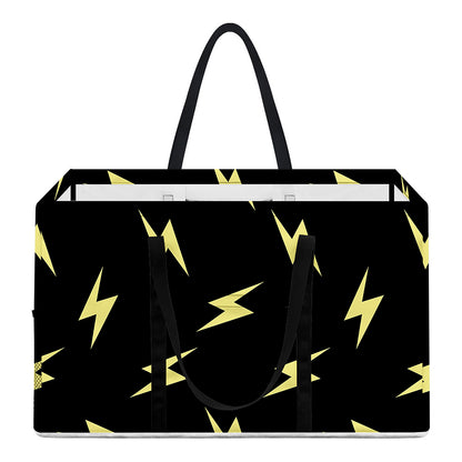 Black And Yellow Lightning Pattern Print Utility Tote Bag