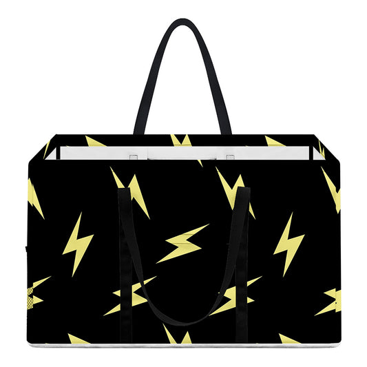 Black And Yellow Lightning Pattern Print Utility Tote Bag