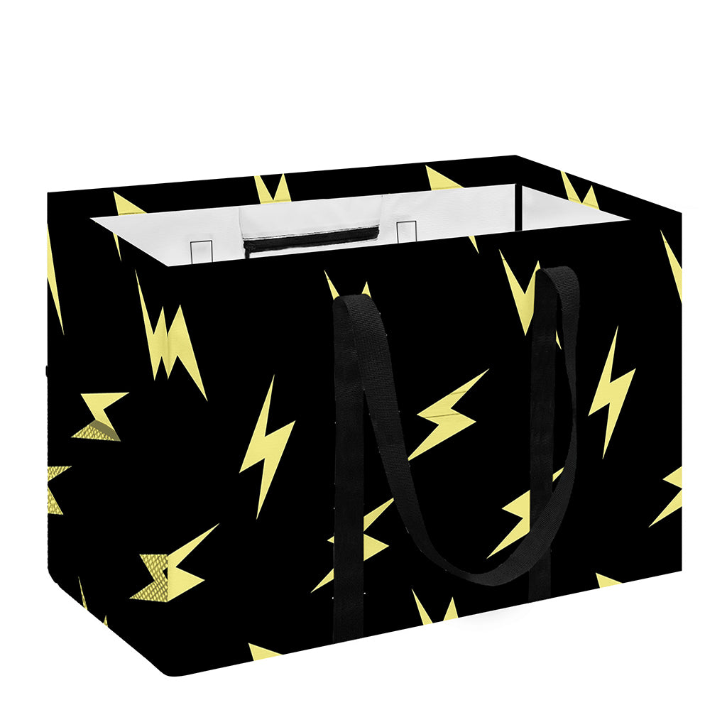 Black And Yellow Lightning Pattern Print Utility Tote Bag