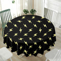 Black And Yellow Lightning Pattern Print Waterproof Round Tablecloth