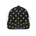 Black And Yellow Lightning Pattern Print White Mesh Trucker Hat