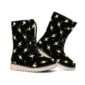 Black And Yellow Lightning Pattern Print Winter Boots