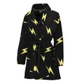 Black And Yellow Lightning Pattern Print Women's Bathrobe