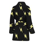 Black And Yellow Lightning Pattern Print Women's Bathrobe