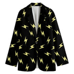 Black And Yellow Lightning Pattern Print Women's Blazer