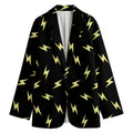 Black And Yellow Lightning Pattern Print Women's Cotton Blazer