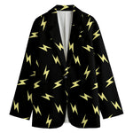 Black And Yellow Lightning Pattern Print Women's Cotton Blazer
