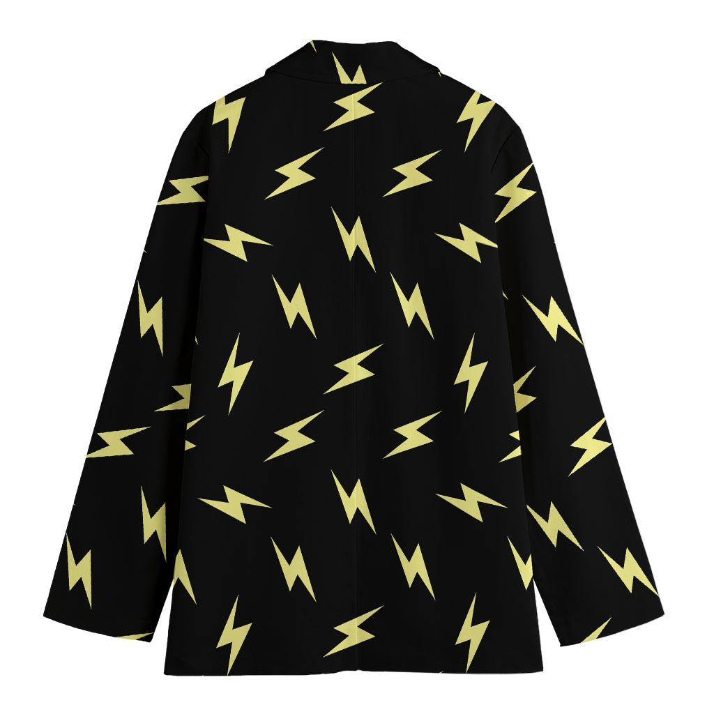 Black And Yellow Lightning Pattern Print Women's Cotton Blazer