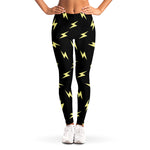 Black And Yellow Lightning Pattern Print Women's Leggings