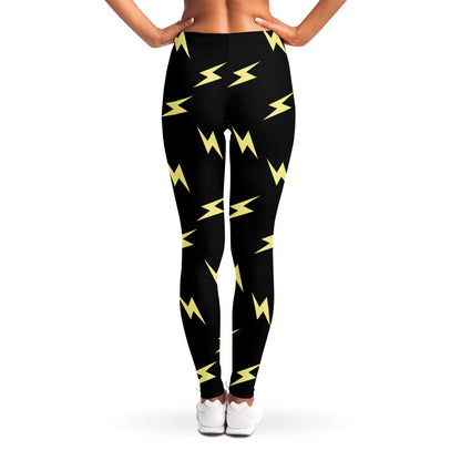 Black And Yellow Lightning Pattern Print Women's Leggings