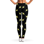 Black And Yellow Lightning Pattern Print Women's Leggings