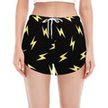 Black And Yellow Lightning Pattern Print Women's Split Running Shorts