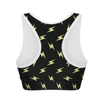 Black And Yellow Lightning Pattern Print Women's Sports Bra