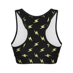 Black And Yellow Lightning Pattern Print Women's Sports Bra