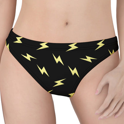 Black And Yellow Lightning Pattern Print Women's Thong