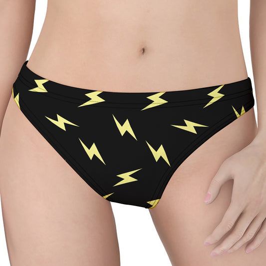 Black And Yellow Lightning Pattern Print Women's Thong