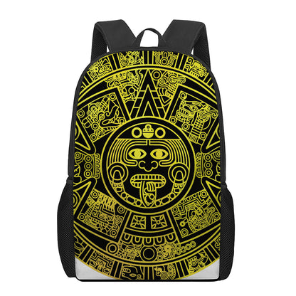 Black And Yellow Maya Calendar Print 17 Inch Backpack
