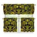 Black And Yellow Maya Calendar Print 3 Piece Kitchen Curtains