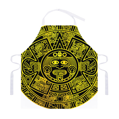 Black And Yellow Maya Calendar Print Adjustable Apron