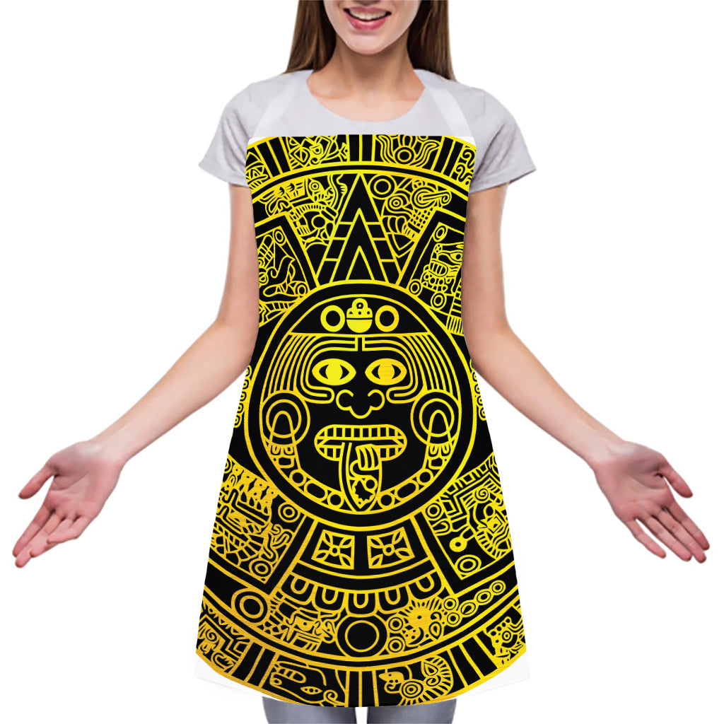 Black And Yellow Maya Calendar Print Adjustable Apron
