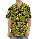 Black And Yellow Maya Calendar Print Aloha Shirt