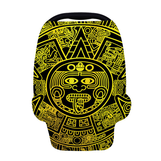 Black And Yellow Maya Calendar Print Baby Seat Cover