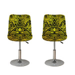 Black And Yellow Maya Calendar Print Bar Stool Covers