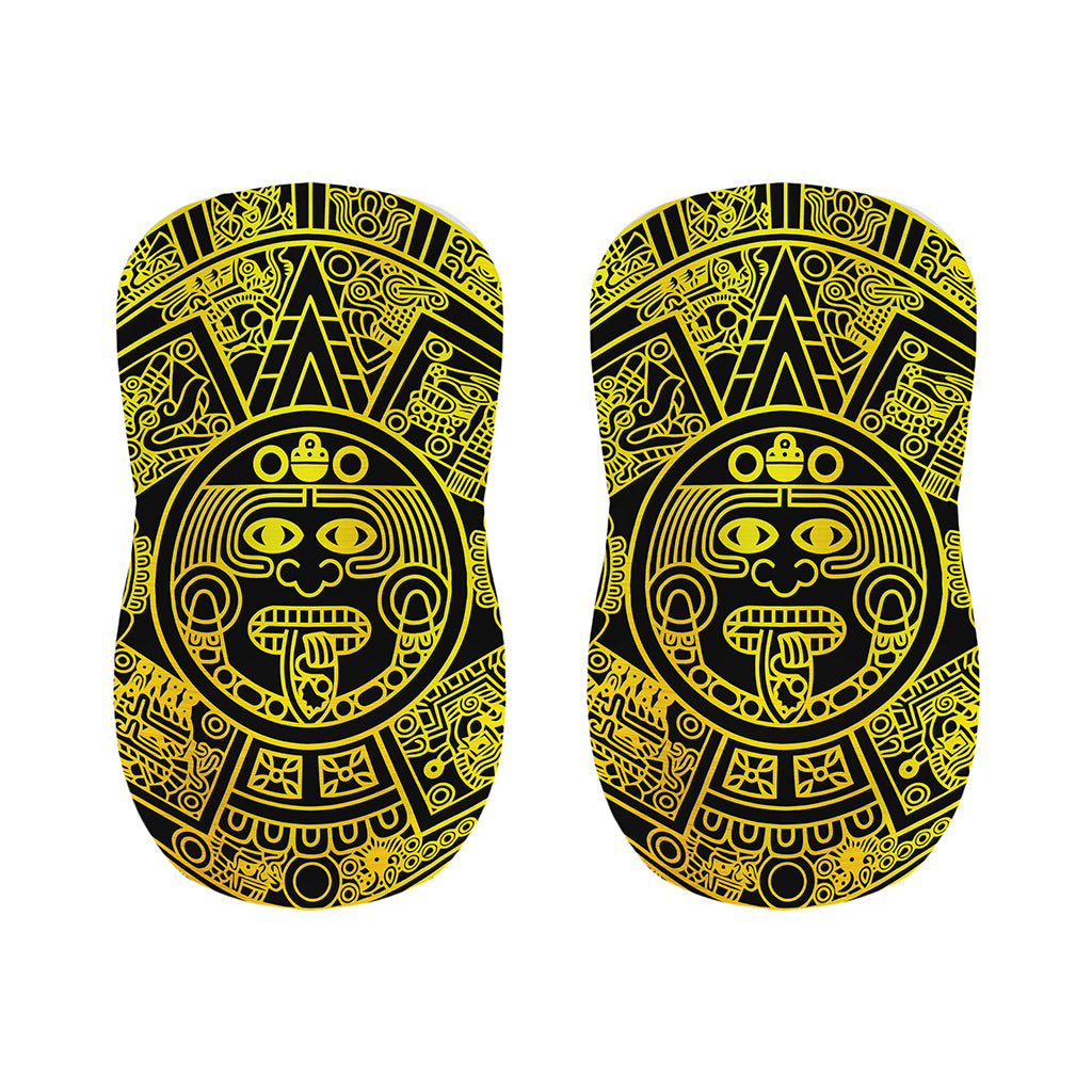 Black And Yellow Maya Calendar Print Bar Stool Covers